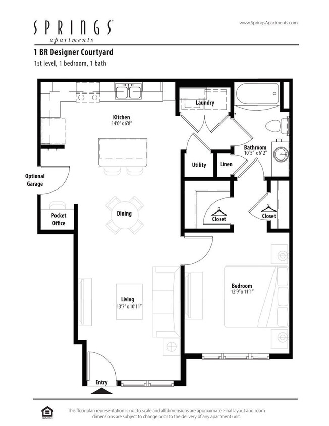 Floor Plan - 1 BR Designer Courtyard