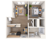 1A 1x1 floor plan Waterloo Flats