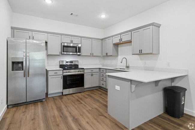 Kitchen with stainless steel appliances