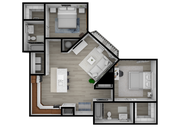 DLP Proper B1L - 2 Bed 2 Bath 903 Sq Ft-A 3D