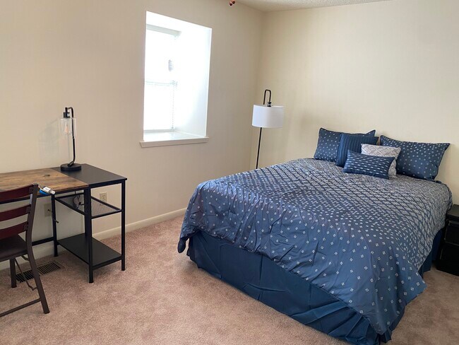 queen bed, desk, & dresser drawers included