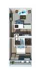 One Bedroom One Bathroom 576 Sq Ft
