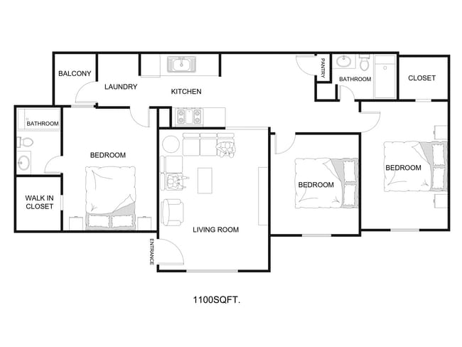 1100 pies cuadrados-1 - Buena Vista apartments