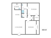Nest Two bedroom, one bathroom 890 square feet