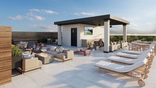 Terraza en la azotea con televisión al aire libre