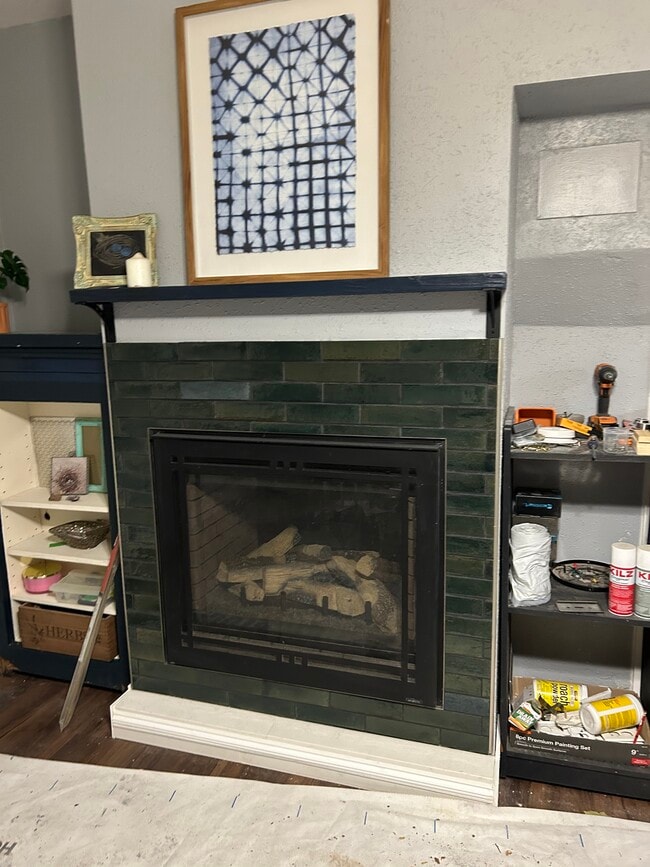 Gas fireplace in living room (heat source for apartment) - 243 N 3rd St Unit A