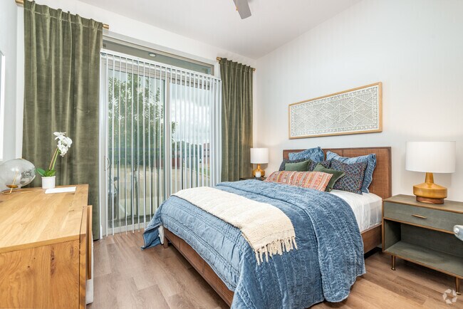 1BR, 1BA - 706SF - Primary Bedroom - The International at Valley Ranch