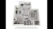 A 3D floor plan rendering of The Caddy.