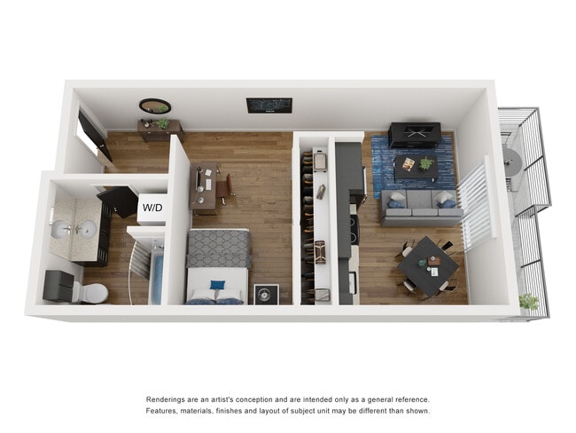 Open 1BD, 1BA Type H 498Sq. Ft.