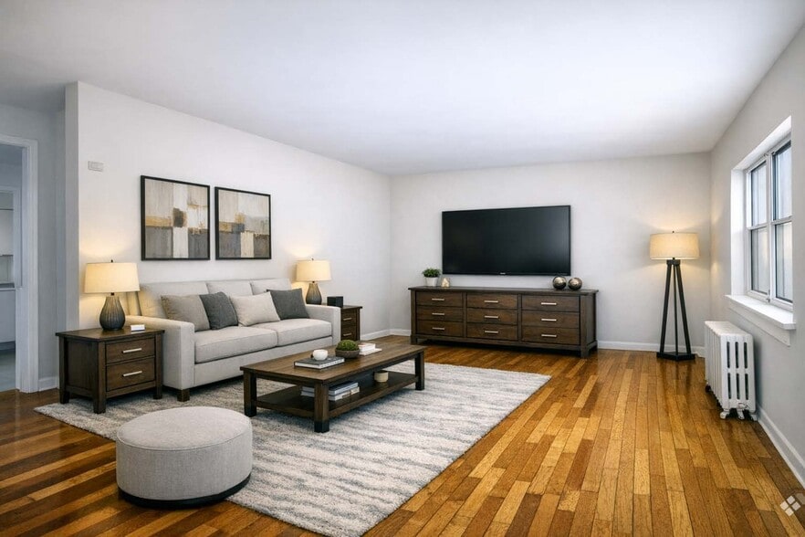 1BR, 1BA - 648SF - Living Room - Virtually Staged