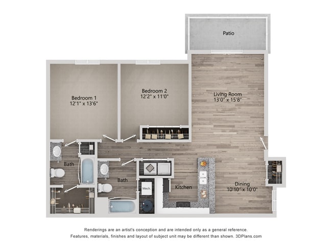 B1_2Bed_2Bath_972 Sq Ft