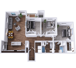 Three Bedroom Two Bathroom Apartment with Spacious Living Area and Natural Lighting