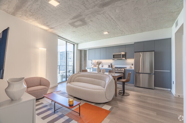 1BE, 1BA - 725SF - Livingroom - Rivr Lofts