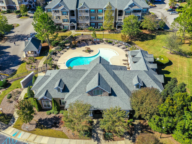 Aerial View of Clubhouse and Pool - Legends at Taylor Lakes Apartments