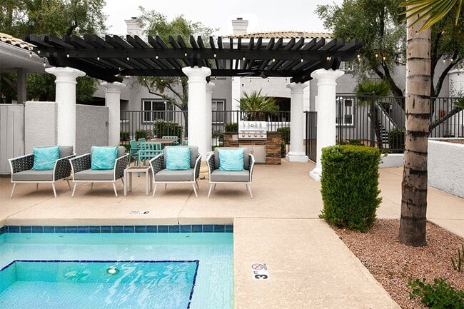 Outdoor spa and grilling areas