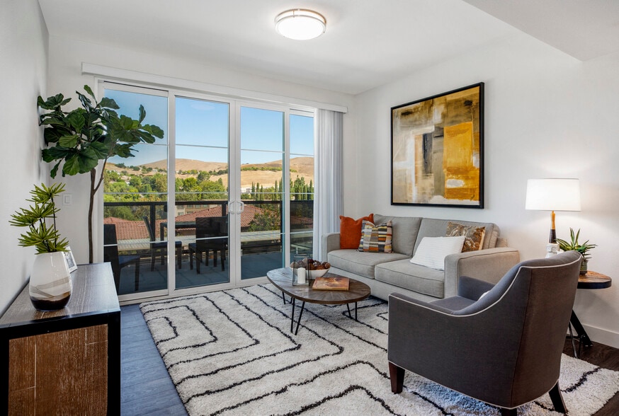 The Harrington furnished living area and patio