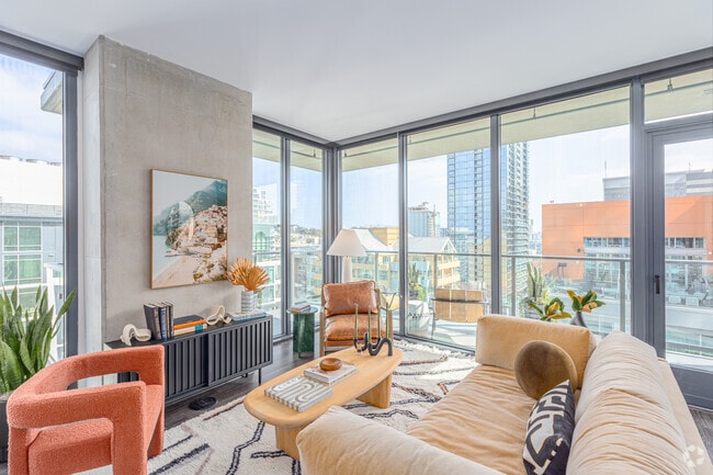 2 habitaciones, 2 baños, 1363 pies cuadrados, sala de estar - The Lindley