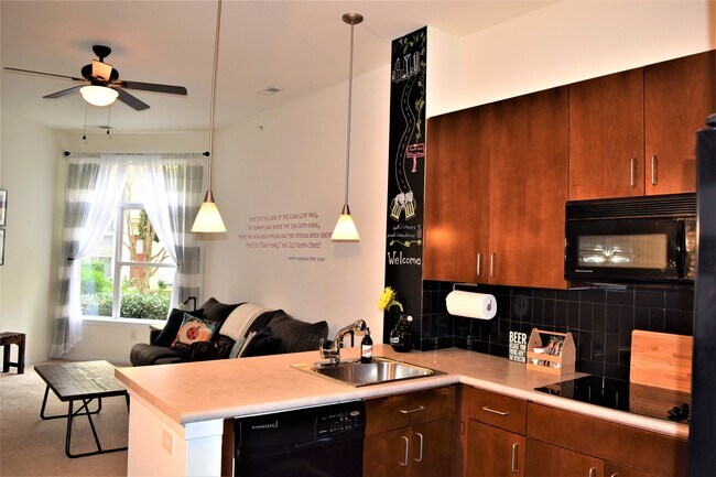 High ceilings throughout and is decorated to showcase local landmarks.