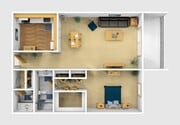 One Bedroom Furnished 3D View