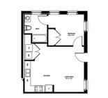 Explore this efficiently designed apartment floor plan featuring a welcoming living space.