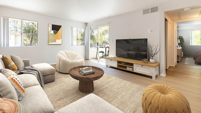 Living Room with Hard Surface Flooring - Oak Park Apartment Homes