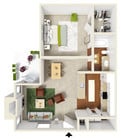 1 Bed & 1 Bath floor plan Village at Cascade Park