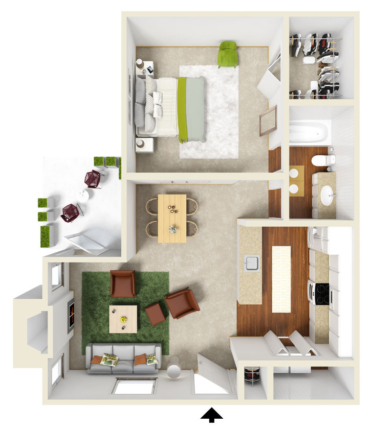Floor Plan - 1 Bed & 1 Bath