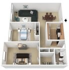 Two Bedrooms, One Bathroom Deluxe, 975 sqft