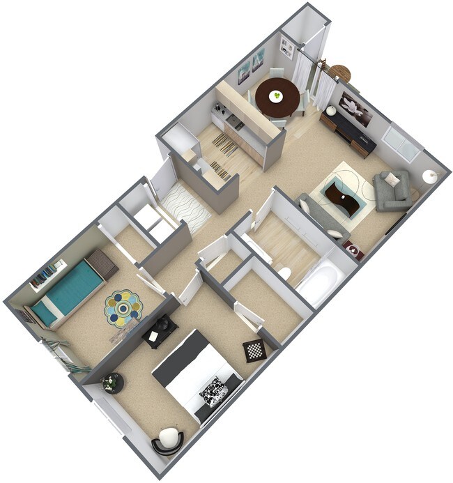 2 bedroom, 1 bathroom