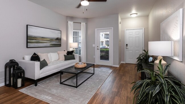 A sophisticated living space with stylish decor, a neutral color palette, and an inviting atmosphere.