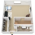 Studio, 375 sqft, Walk-in Closet