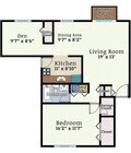 One Bedroom Large Den Garden Floorplan