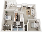 Two Bedrooms, Two Bathrooms, Sunroom, 1000 sqft.