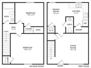 2 Bedroom Townhome Floorplan