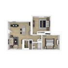 2 Bedroom, 1 Bath - 920 sq. ft. - 3D Furnished