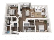 The Charter is a 1,195 SF two-bedroom two-bathroom apartment that blends comfort, refinement, and a sense of arrival.