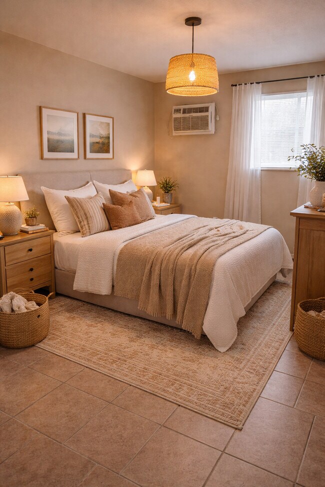 Bedroom neutral tone tile