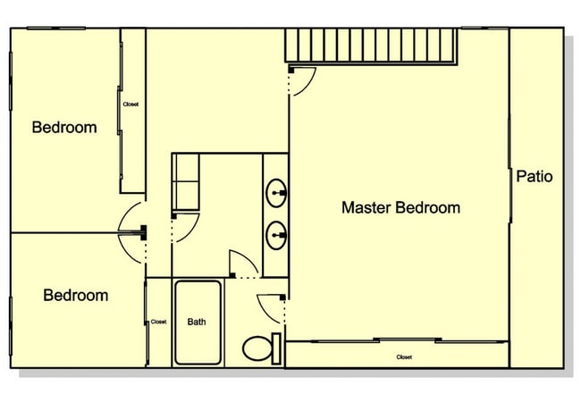 Casa adosada Regency de 3 habitaciones y 1,5 baños Plano del segundo piso.jpg