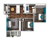 2 Bedroom 1 Bath Floorplan