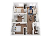 1x1 + Den floor plan The Frankie