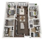 The Four - B2 - 2 Beds - 2 Baths - 1079 Sq. ft.