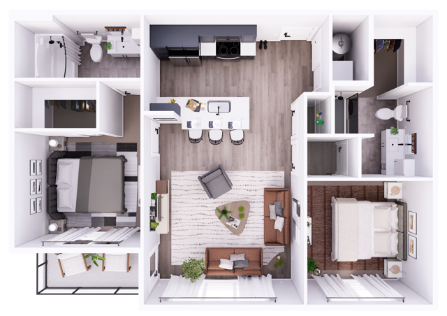 Corridor Style 2-Bedroom with 935 Square feet featuring upgraded finishes throughout! - Tillmore-2B