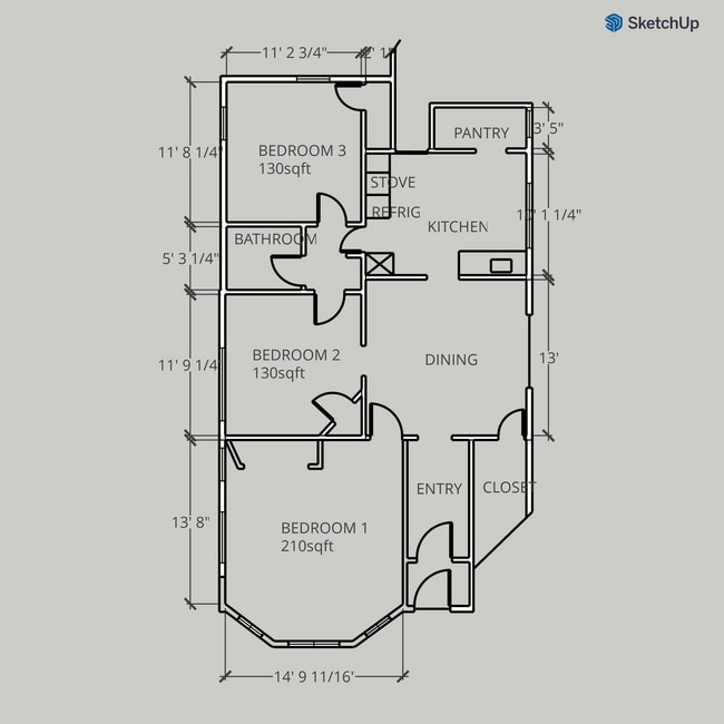 Floor Plan - 308 S Broom St Unit 308