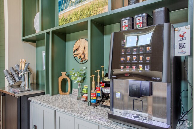 Barra de café y cerveza de barril de cortesía