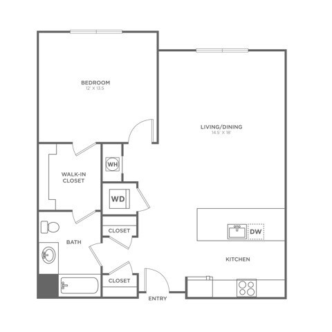 One Bedroom One Bath (821 SF) - One Bedroom One Bath (821 SF)