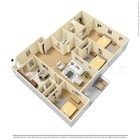 Tres habitaciones, dos baños