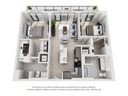 Two Bedroom Two Bath Penthouse (1,104 SF)