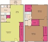 2 Bedroom 1.5 Bath TH