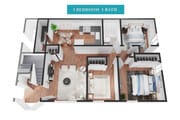 3 BED, 1 BATH FLOOR PLAN - Garden Walk Up