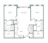 Plano de planta de 2 dormitorios en Forest Park